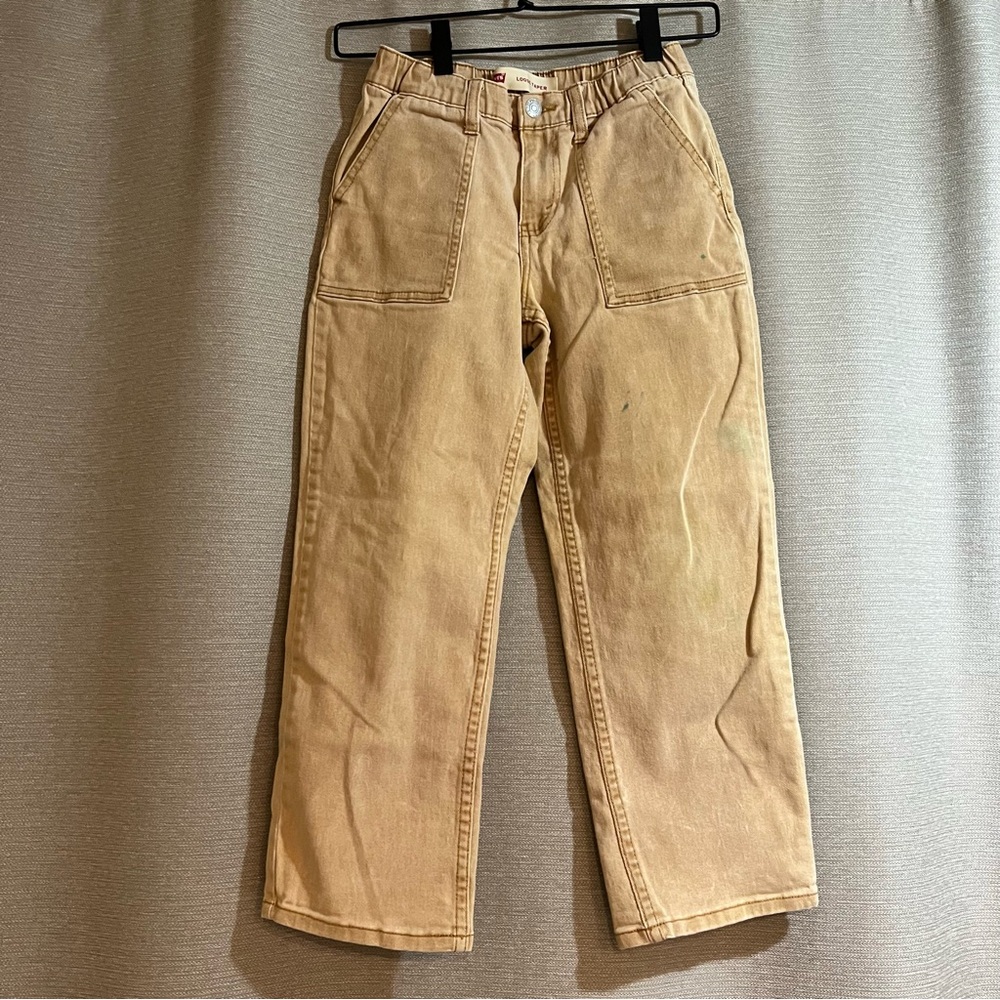 Levi's Boys Loose Taper Carpenter Style Jeans Tan Khaki Size S (8-10)